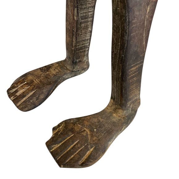 Wood Warrior Tribal Sculpture Statue of Native Man African Hand Carved 23 in - Picture 10 of 12
